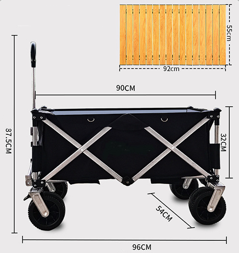 Manufacturer outdoor camping equipment wagon cart foldable beach trolley collapsible cart with table board