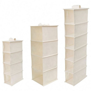 High Quality 6 Shelves White Foldable Fabric Hanging Closet Organizer Storage Bag