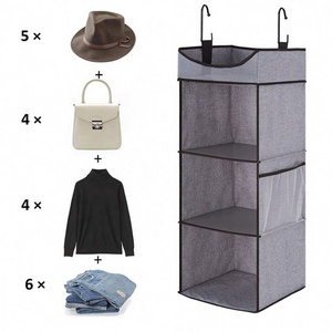 Foldable Custom Manufacturer Hanging Organizer Storage Wardrobe 3 Layers Non-Woven Fabric Closet