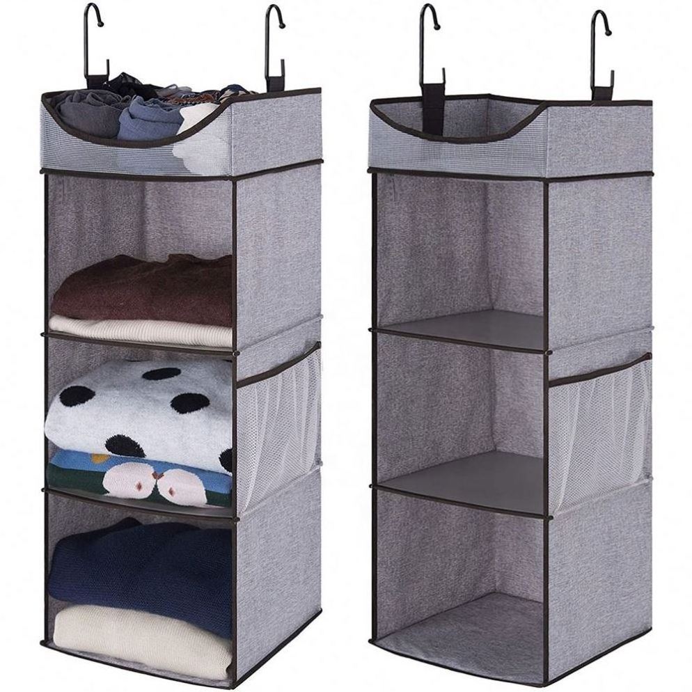 Foldable Custom Manufacturer Hanging Organizer Storage Wardrobe 3 Layers Non-Woven Fabric Closet