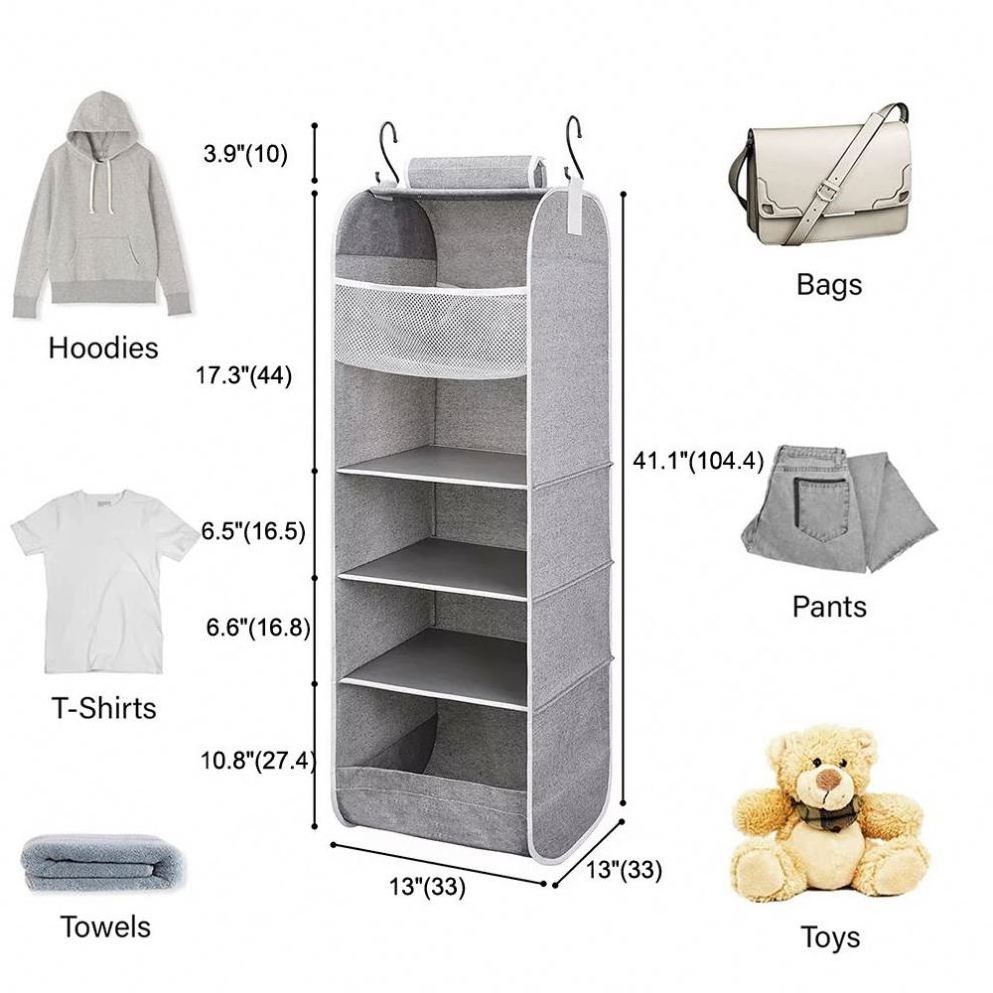 Fabric Custom 5-Shelf Stuff Animal Univivi Durable Mounted Double Shoe Necklace Cabinet Door Wall Hanging Organizer 5