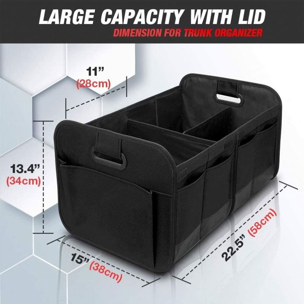 car boot storage bag Car Trunk Organizer with Multi Compartments Collapsible Cargo Storage Containers for auto, SUV, Truck