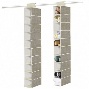 Good Quality Wardrobe Hanging Storage sturdy canvas 10 Shelves 20 Compartments Organizer for Shoes Clothes