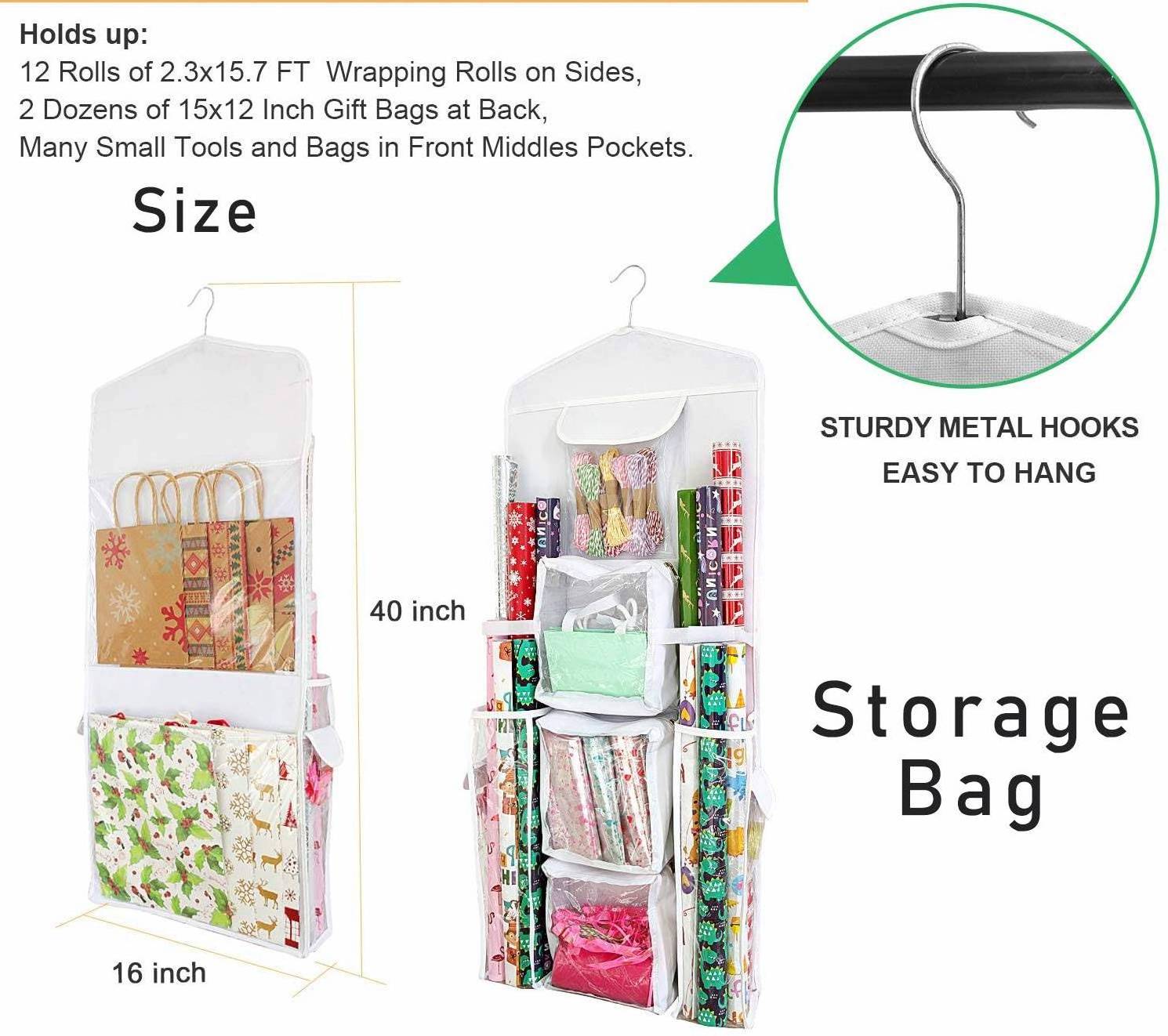 Foldable shelf home white  hanging organizer dust proof clear purse jewelry hanging mesh storage closet organizer