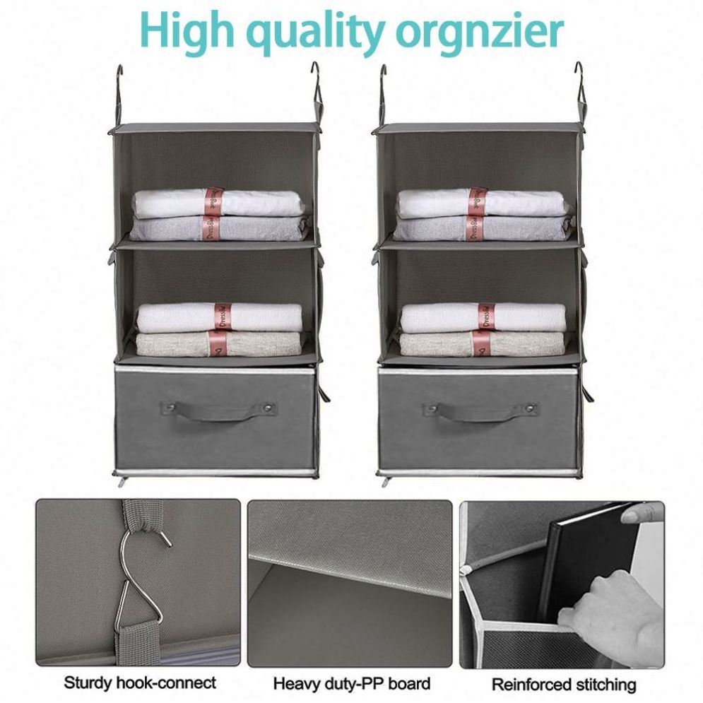 6-shelf Non Woven Space Saving Easy Use Drawers Collapsible Shelves Hanging Closet Organizer for Sweater Cloth Handbag Shoe Rack