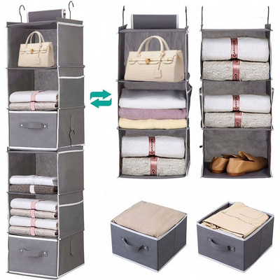 6-shelf Non Woven Space Saving Easy Use Drawers Collapsible Shelves Hanging Closet Organizer for Sweater Cloth Handbag Shoe Rack