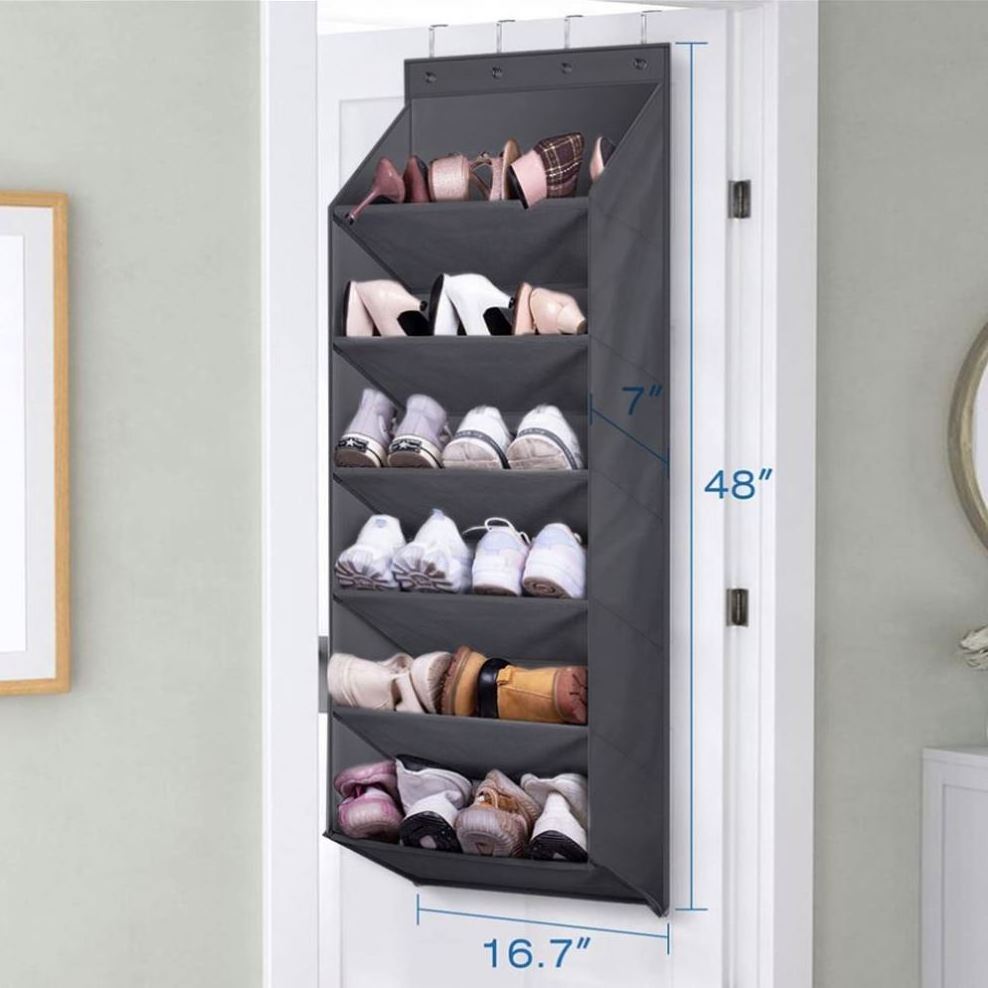 Heavy Duty organizador de sapateira suspensa Deep Pockets Over The Door Hanging Shoe Rack Organizer with Hooks