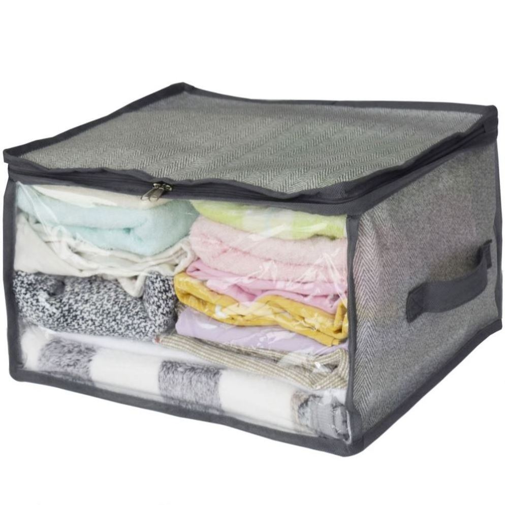 Large acity quilt storage bag clear window Folding clothes blanket bedding storage organizer under bed storage bag