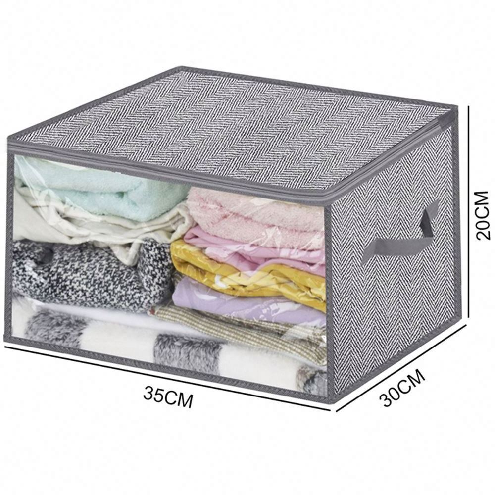 Home Foldable Storage Bag Non Woven Printing Fabric Underbed Bags With Plastic Lid