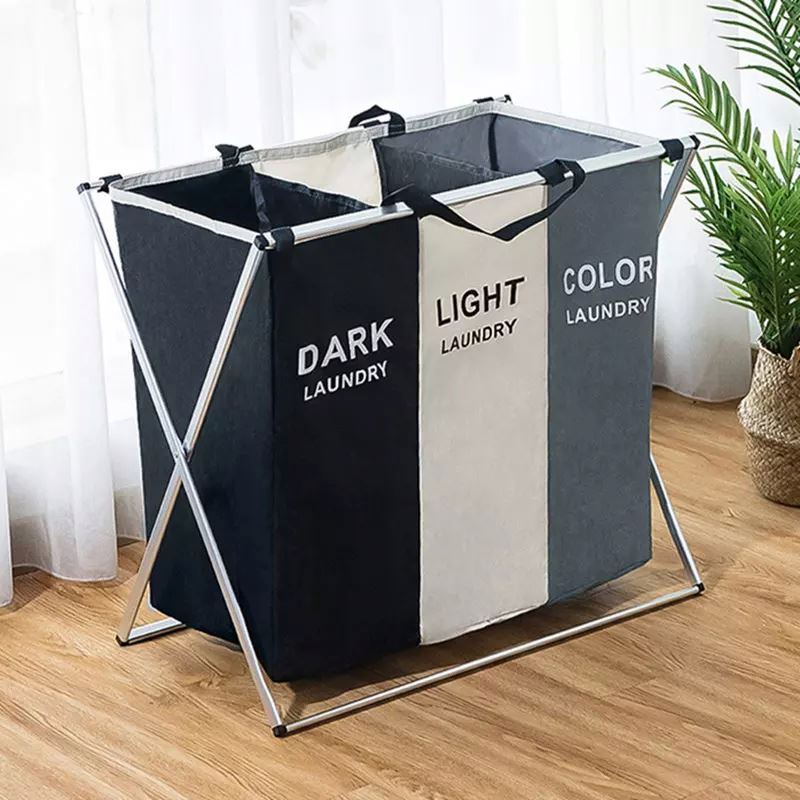 3 Sections Laundry Basket Hamper For Dirty Clothes Large Capacity Laundry Hamper Home WaterProof Storage Bag Laundry Sorter