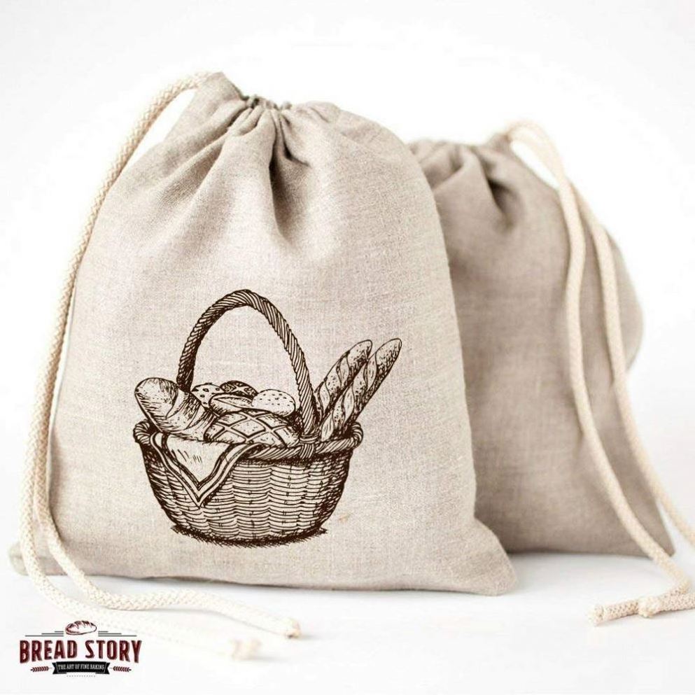 Custom eco friendly reusable organic canvas cotton linen bread bag