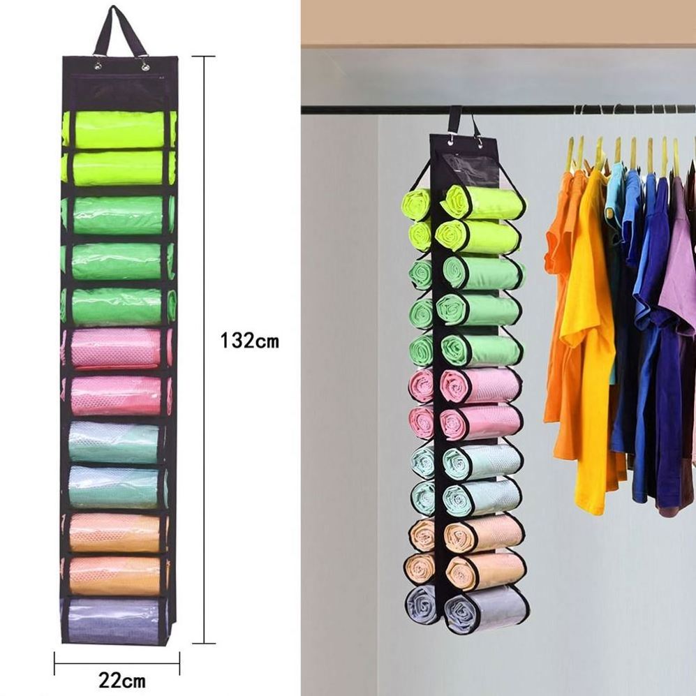 New Arrived Design Hanging Organizer Closet Storage Double Side Transparent PVC Hanging Storage For Towels