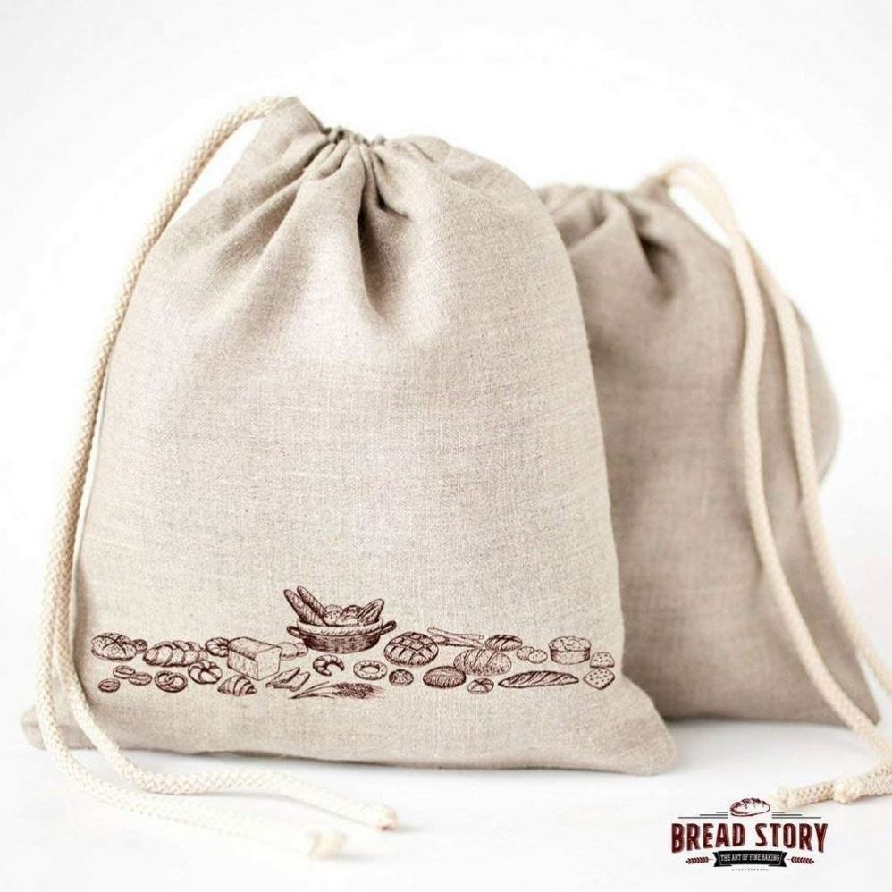 Custom eco friendly reusable organic canvas cotton linen bread bag