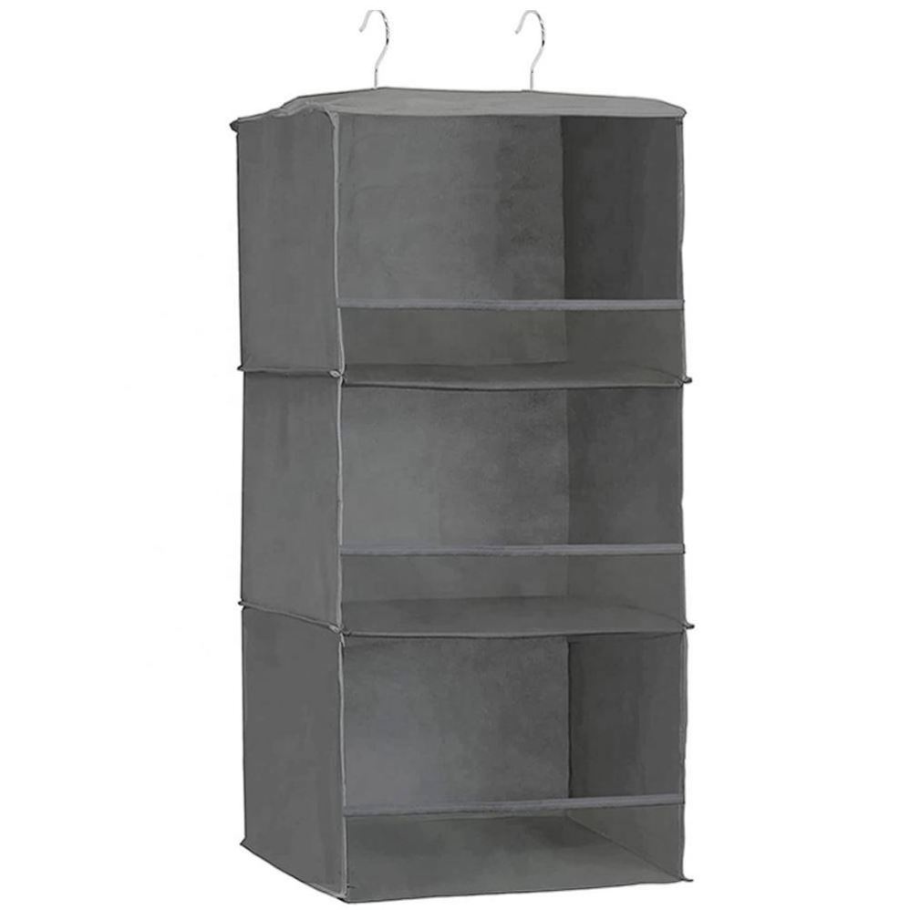 Grey fabric Closet Hanging Storage with Metal Hook Odorless Wardrobe Storage Organizer