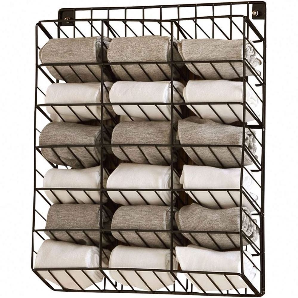 Wall Mounted Iron storage rack for socks underwear hanger household wardrobe clothes pants storage hanging bag no trace sorting