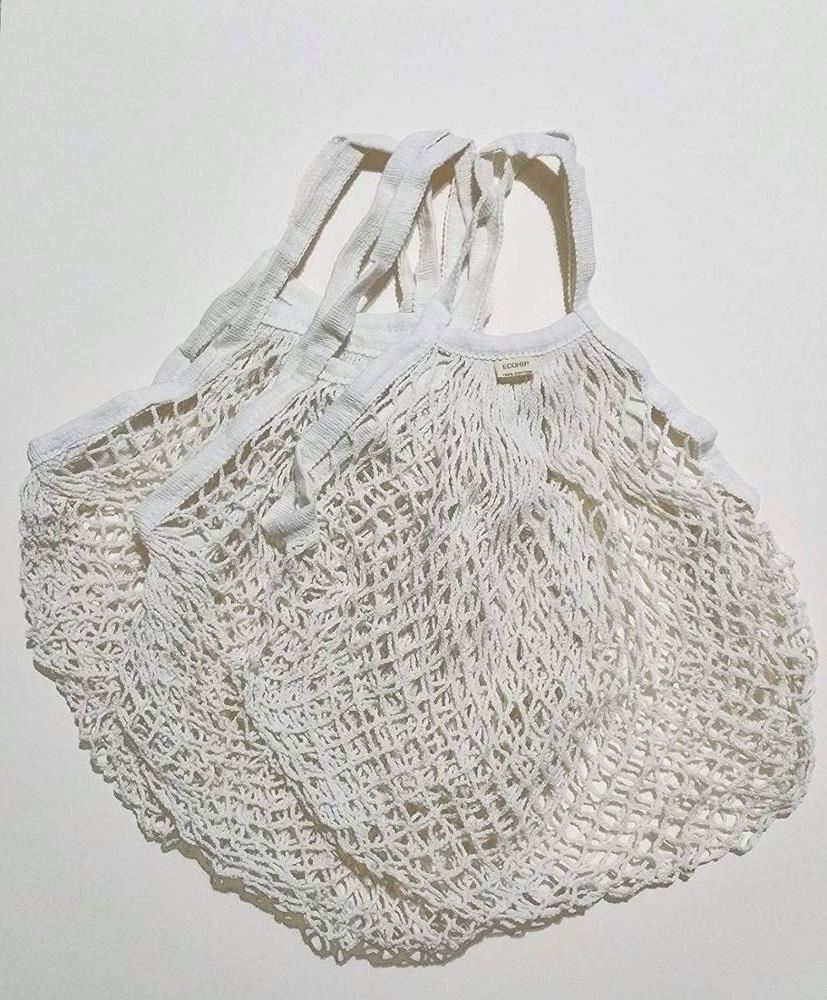 drawstring cotton mesh tote shopping tote Bag