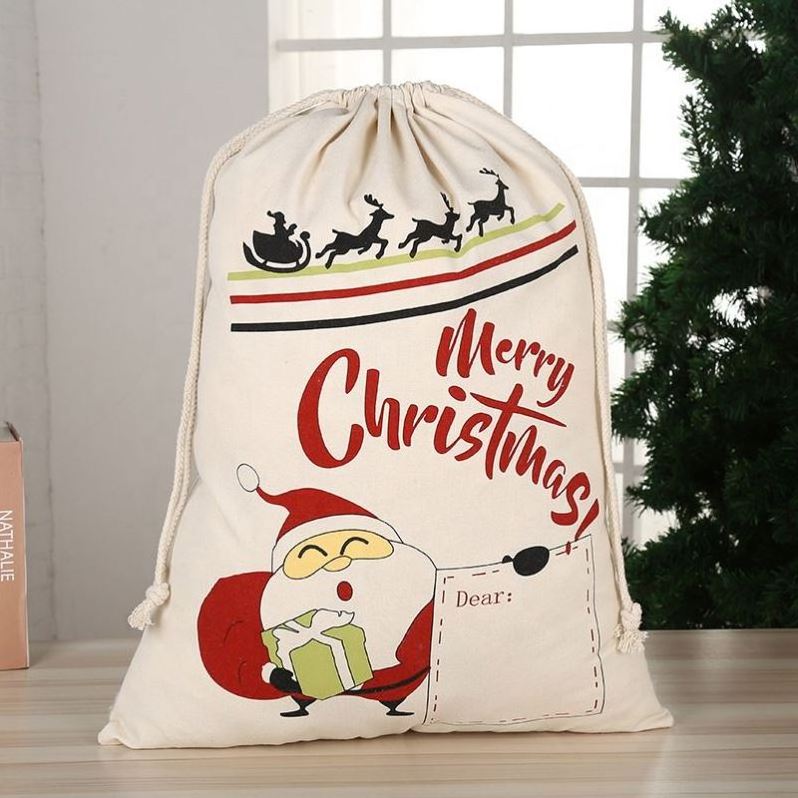 Santa Bag Christmas Sacks Stocking Gift Sack Present Storage Bag with Drawstrings