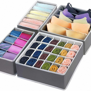 Divided Home Storage Boxes Collapsible Drawer Organizer for Tie Socks Bra Underwear Closet Fabric Storage Box