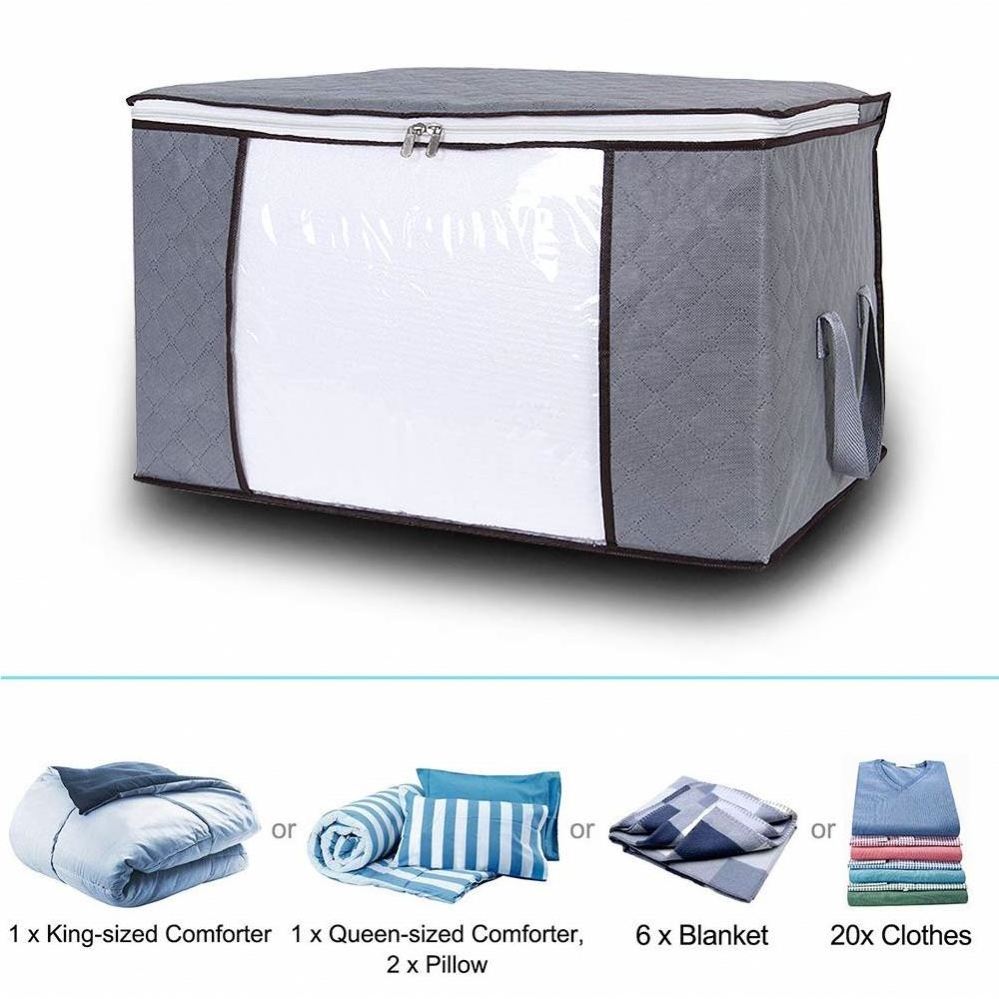 Large capacity quilt storage bag clear window Folding bag clothes blanket bedding storage bag organizer under bed storage