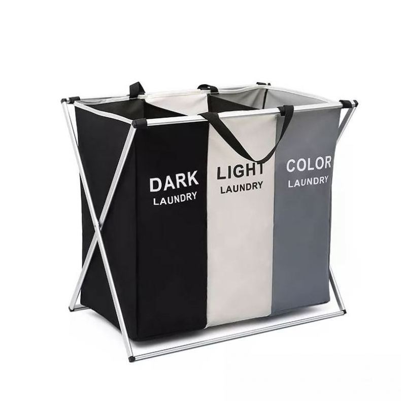 Lenore Collapsible Foldable Laundry Basket 3 Compartments Laundry Basket For Dirty Clothes Home WaterProof Bag Sorter