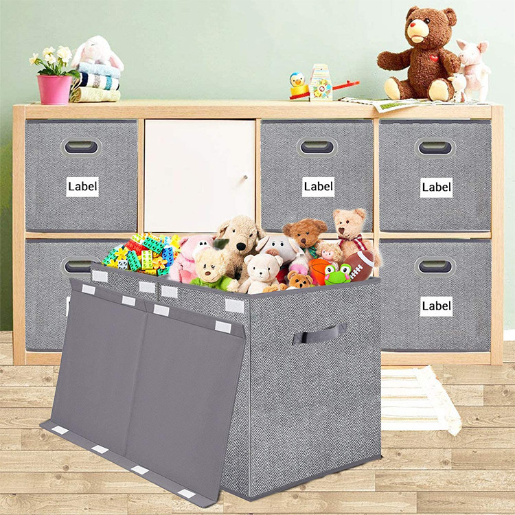 Grey Toy Chest with Flip-Top Lid Collapsible Clothing Storage Organizer Toy Basket Storage Box