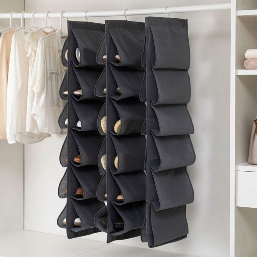 Foldable Storage Bag 12 Pockets Hanging Shoe Rack Hanging Shoe Organizer Fabric Storage Bag With Hook