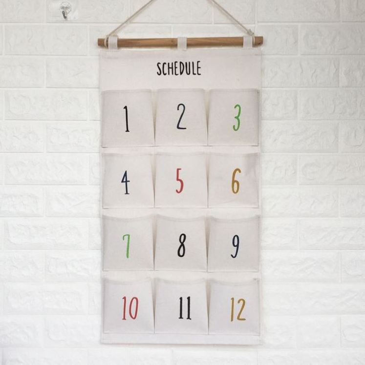 12 Pockets Cotton Linen Digital Hanging Storage Bag Behind Doors On Walls Wall Closet Organizer Door Hanging Storage Bag