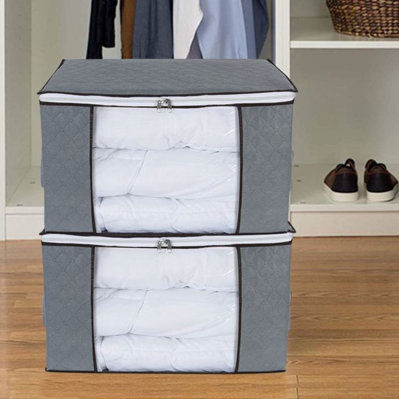 Foldable Clothes Storage Container Large Capacity Under Bed Clothes Storage Bag for Bedding Clothes Towels Fabric Custom Size