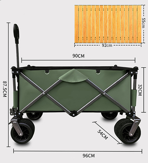 Manufacturer outdoor camping equipment wagon cart foldable beach trolley collapsible cart with table board