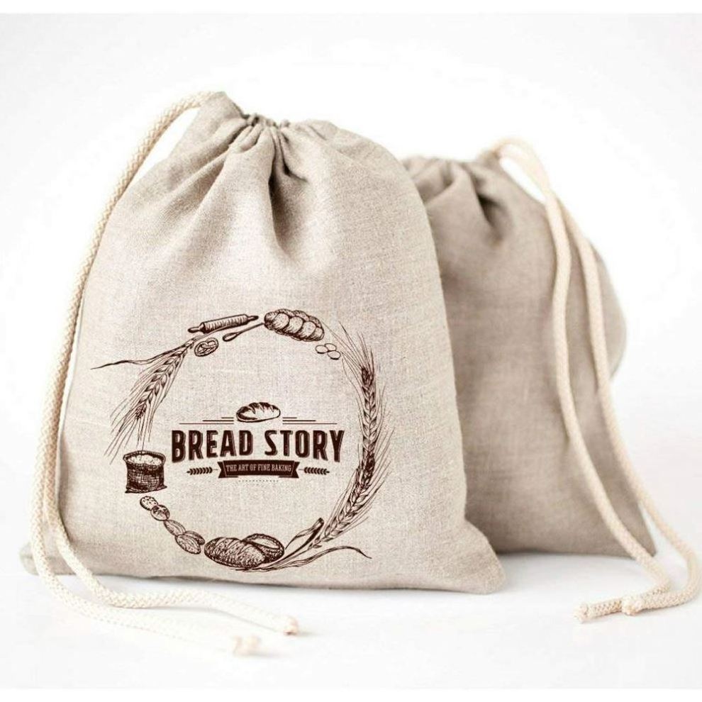 Custom eco friendly reusable organic canvas cotton linen bread bag