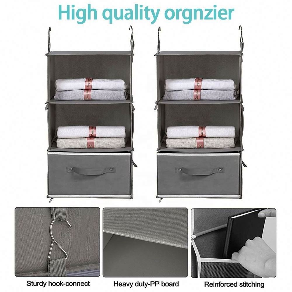 2022 New Hanging Closet Organizers 6-shelf Hanging Closet Storage Shelves PVC Storage Boxes & Bins Stainless Steel Square Sewing