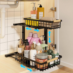 2-Tier Adjustable Height Under-Sink Organizer Multi-Purpose Pull out Drawers for Kitchen & Bathroom Sundries Storage Racks