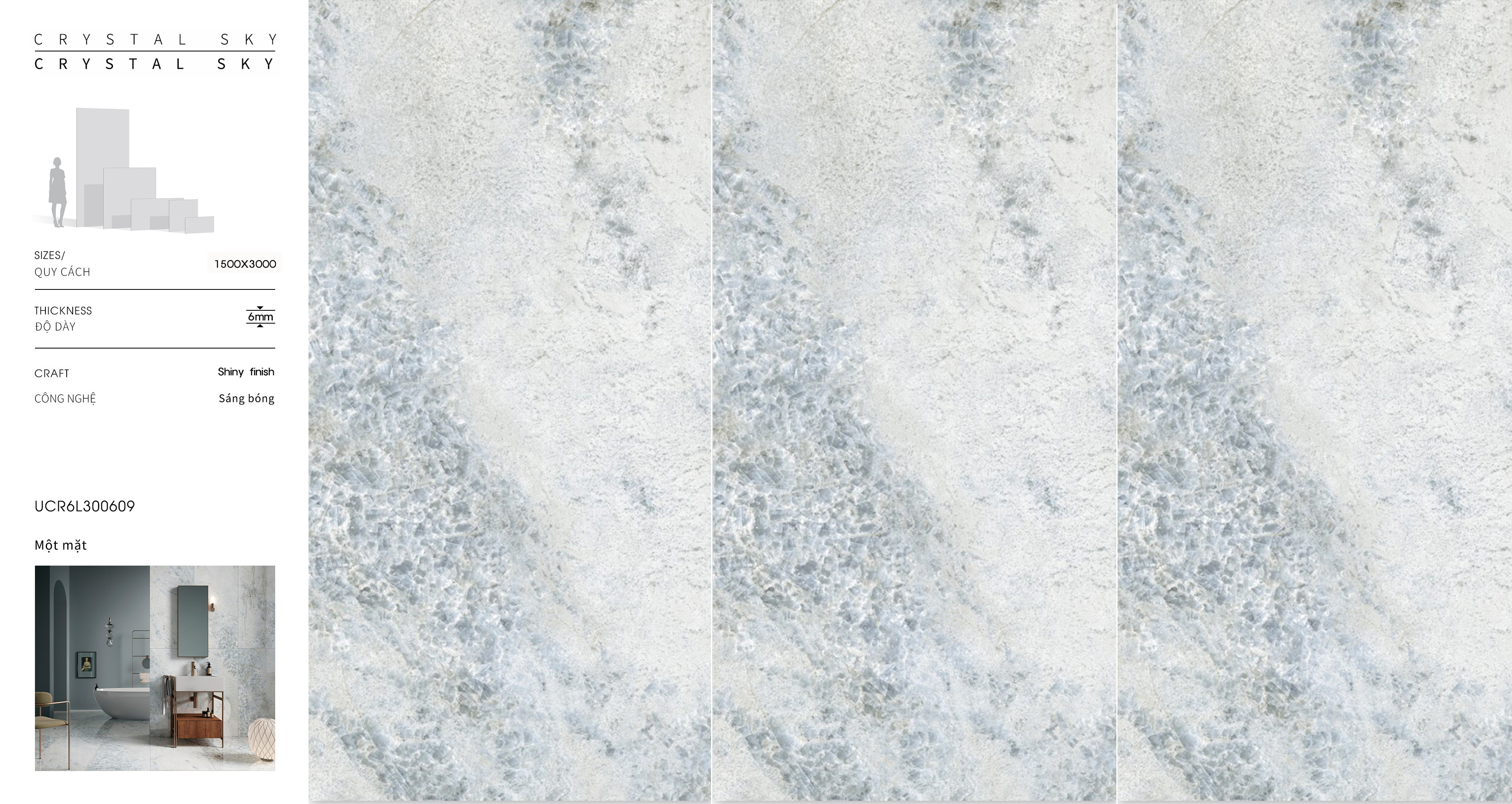 Tile Sintered Stone Crystal Sky 3000*1500*6 Glossy Stone Panel Easy To Install For Wall Decor