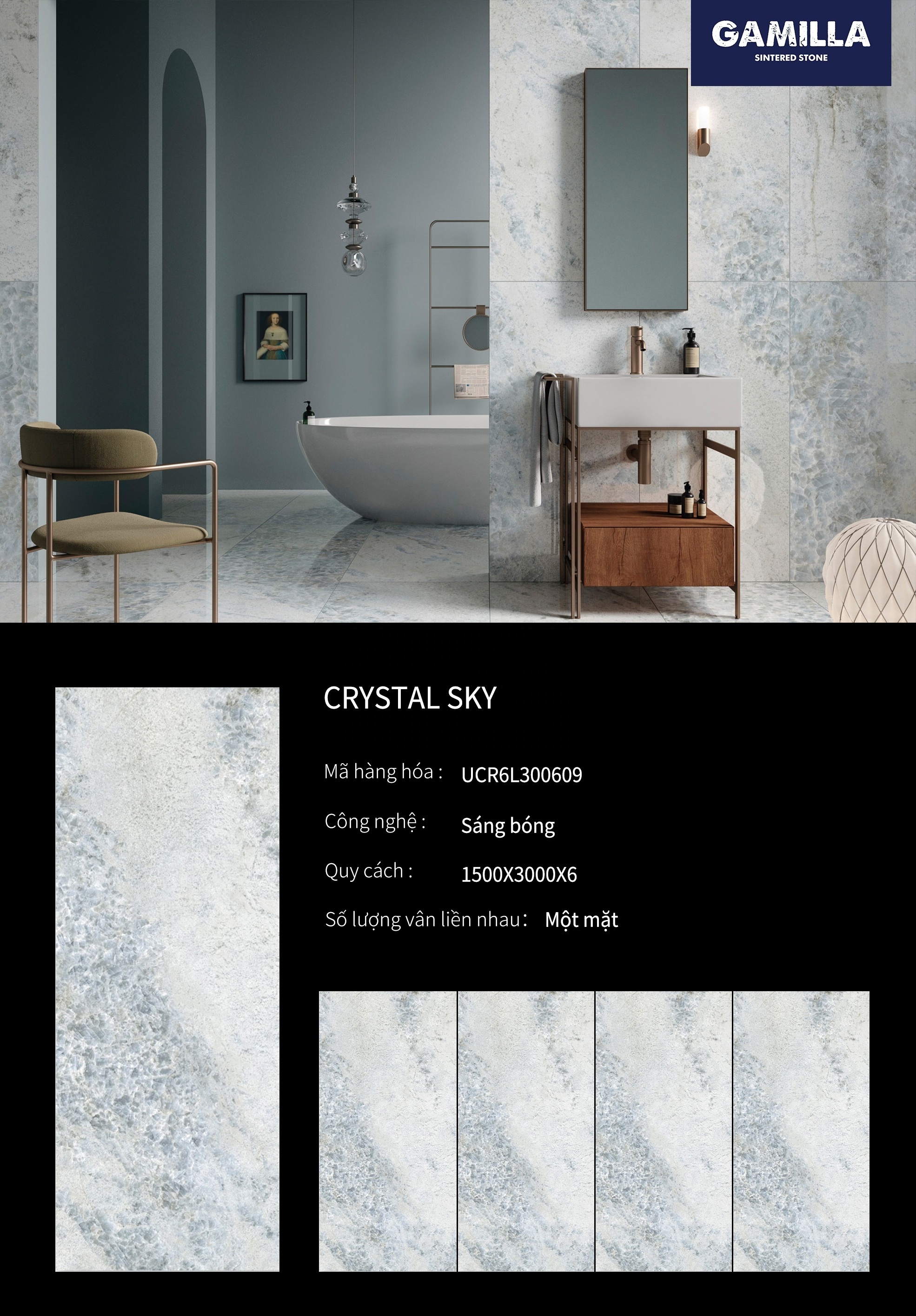 Hot Sell Sintered Stone Crystal Sky large size 3000*1500*6 Glossy Stone Panel Easy To Install For Wall Decor Building Material