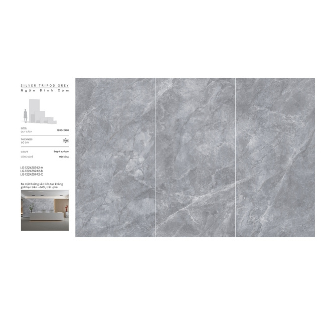 Tile Sintered Stone Sliver Tripod Grey 1200*2400*9  granite bathroom tiles wall panels wall interior