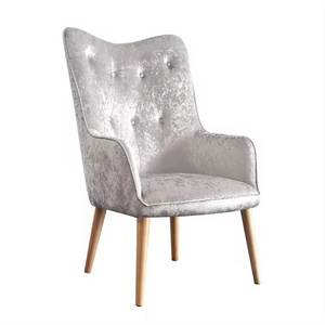 Classic Upholstered Living Room Chairs Modern Design Silver Velvet Office Chair Restaurant Tufted Dining Chair