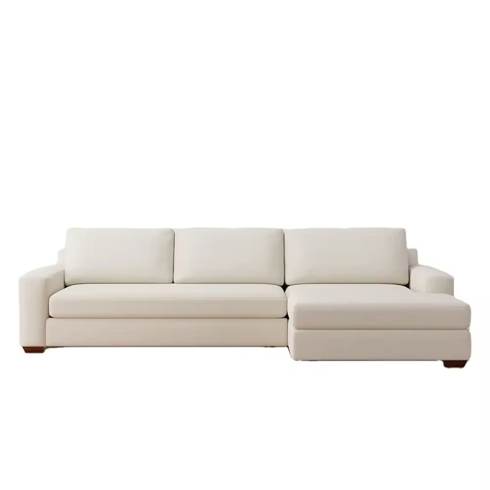 Comfort Deep Seat Square Arm Upholstered Sofa Living Room Double Wide Chaise Fabric Sectional Modular Sofa