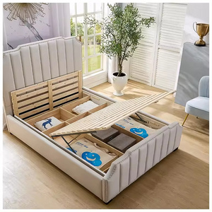 Customized modern bedrooms sets double full king queen size headboard bed frame wooden queen bed frame with storage