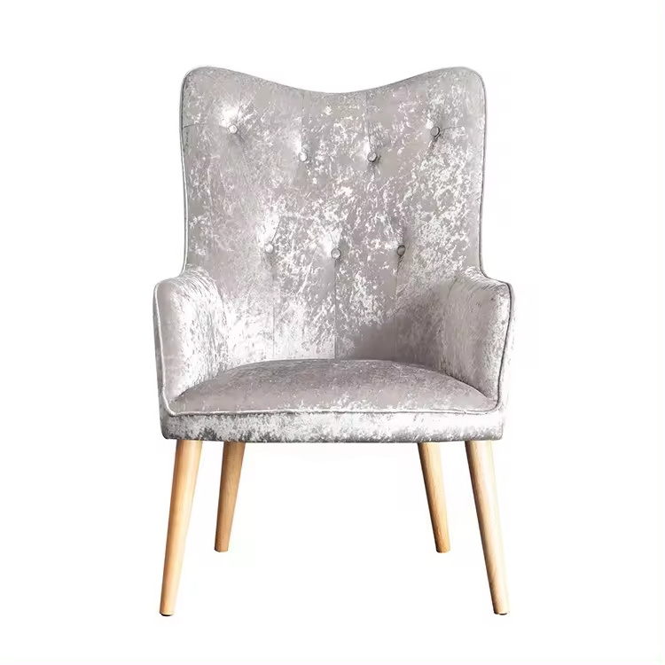 Classic Upholstered Living Room Chairs Modern Design Silver Velvet Office Chair Restaurant Tufted Dining Chair