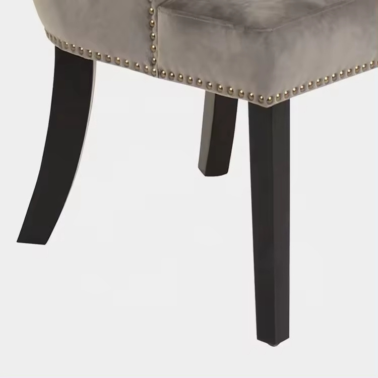 High Quality Modern Dining Room Chairs Grey High Back Upholstered Velvet Dining Chairs With Soild Wood Legs