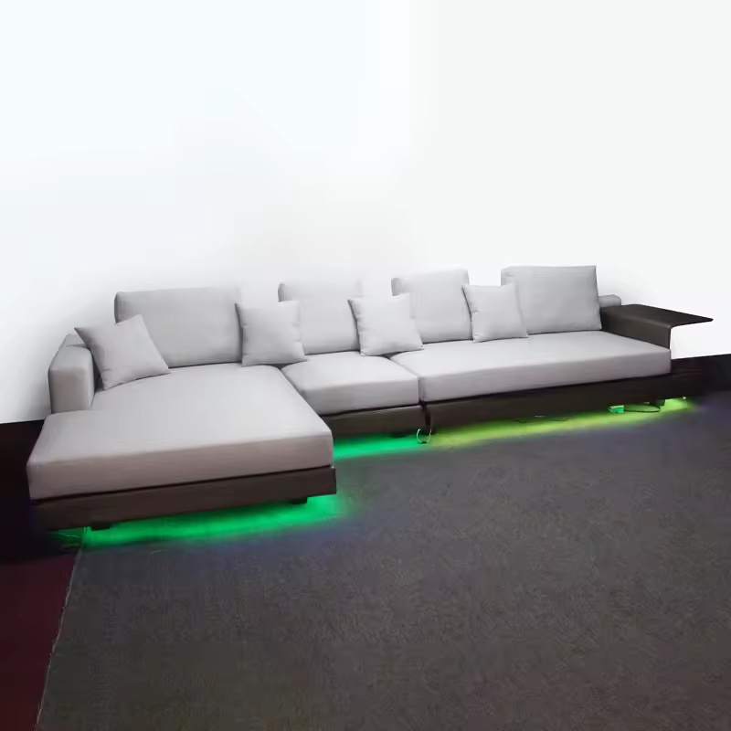 New Luminous Nordic Combination Sofa Large Size Fabric Modular Sofa Couches Modern l Shaped Sectional Sofas