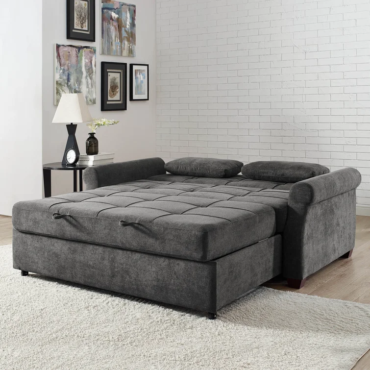 Modern Leather Velvet Tufted Folding Sofa Bed Living Room Convertible Full Sofa Bed 3 in 1 Sleeper Sofa with Storage