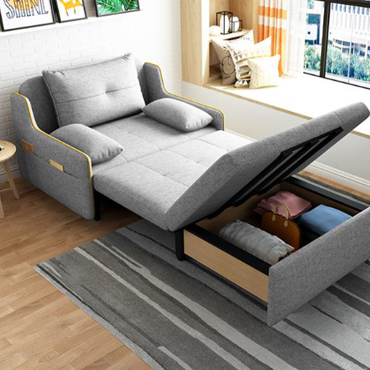 Wholesale Modern Simple Style Living Room Single Sleeper Sofa Fabric Pull Out Sofa Bed With Storage