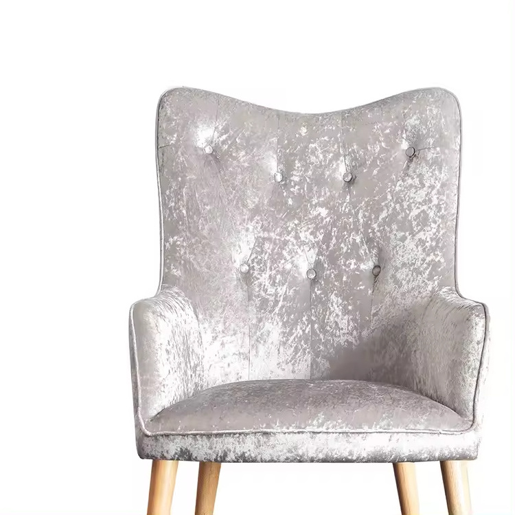 Classic Upholstered Living Room Chairs Modern Design Silver Velvet Office Chair Restaurant Tufted Dining Chair