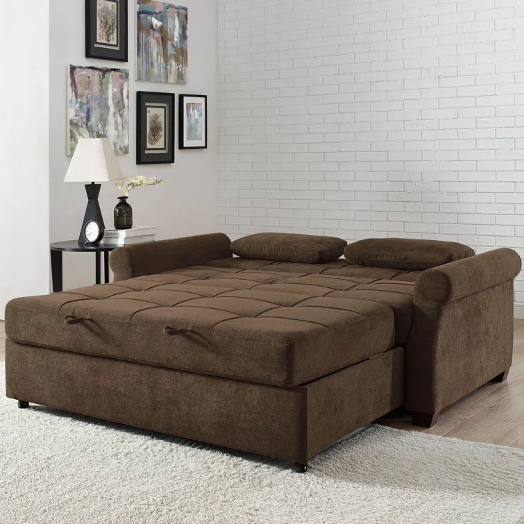 Modern Leather Velvet Tufted Folding Sofa Bed Living Room Convertible Full Sofa Bed 3 in 1 Sleeper Sofa with Storage