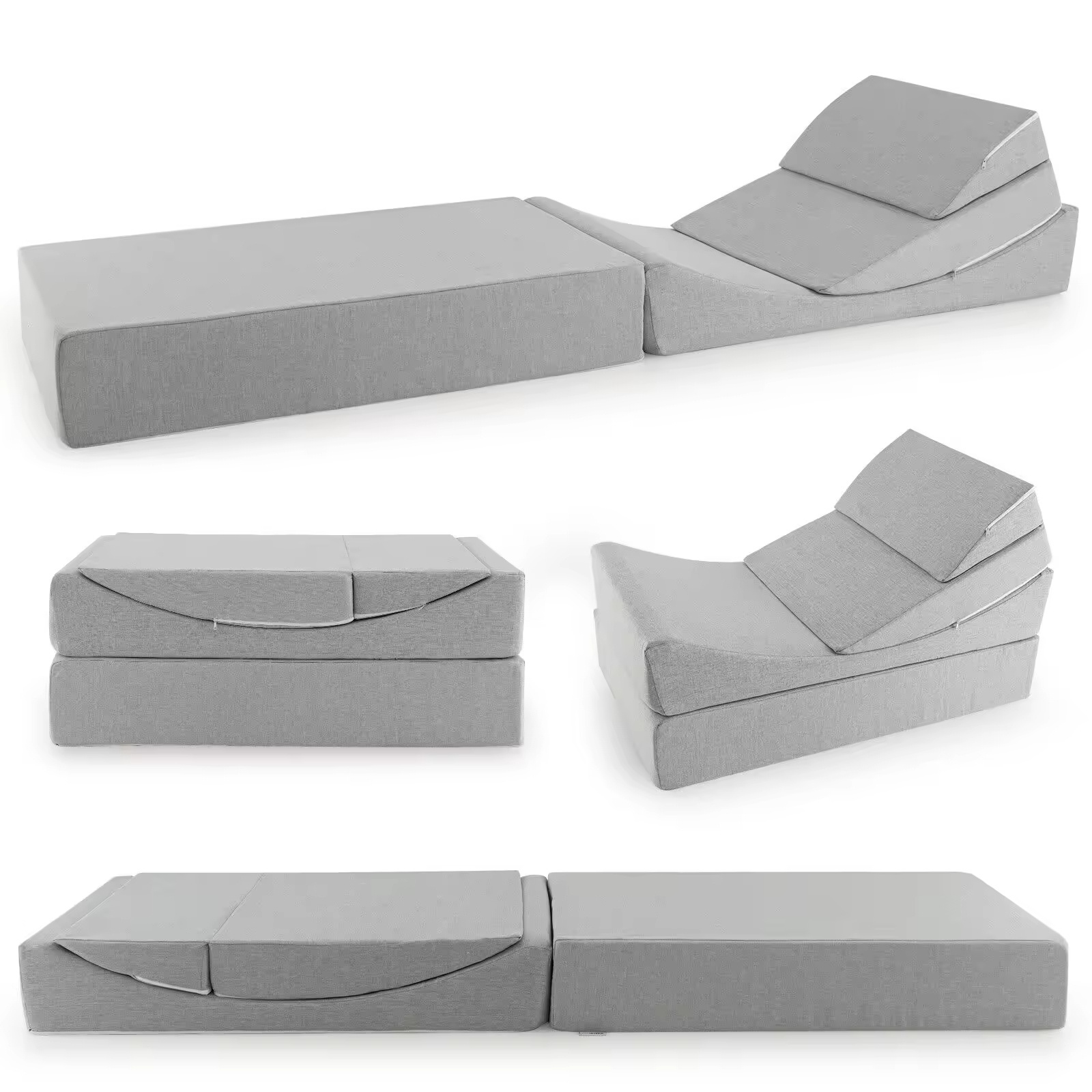 New design random combination 4-in-1 convertible folding sofa bed futon sleeper couch chair single grey multifunctional sofa bed