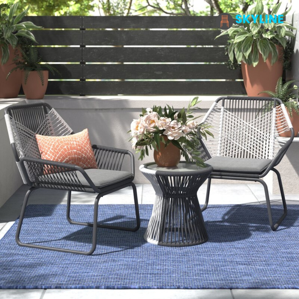 Skyline High Quality outdoor cafe table and chair set Furniture Garden Cafe Chair Modern Garden Set Luxury Furniture