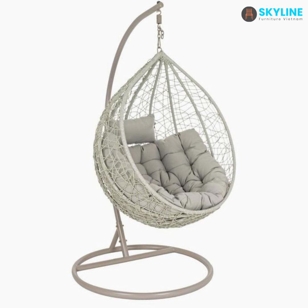 Modern Design Egg Swing Chair Swing Set Rattan Hanging Patio Swing With Metal Stand From Viet Nam