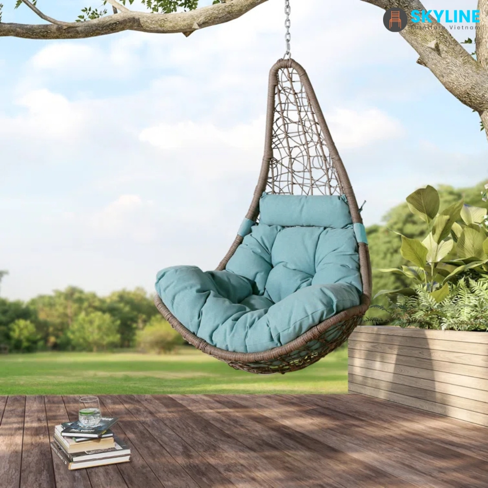 Hot Sale  Patio Swing Egg Hammock Chair Hanging Folding Rattan Rope Swing Chair from Vietnam