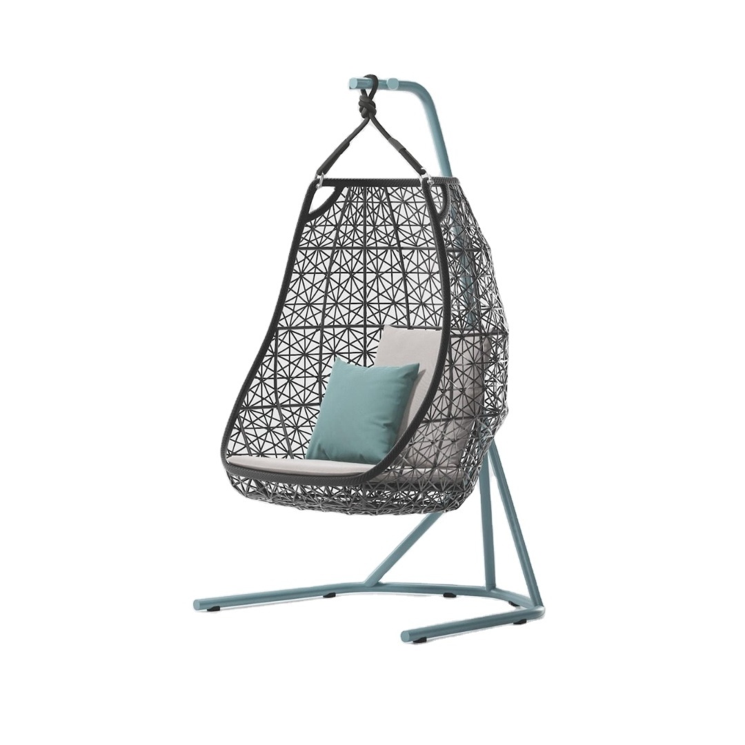 Custom Indoor And Outdoor Furniture Rattan Egg Hanging Patio Swing With Metal Stand Chair From Viet Nam